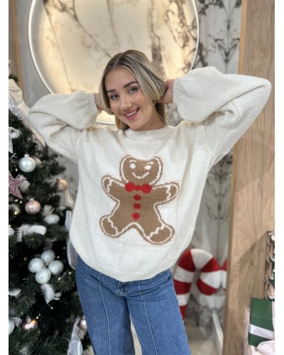 Sweter pierniczek By o la la...! śmietankowy