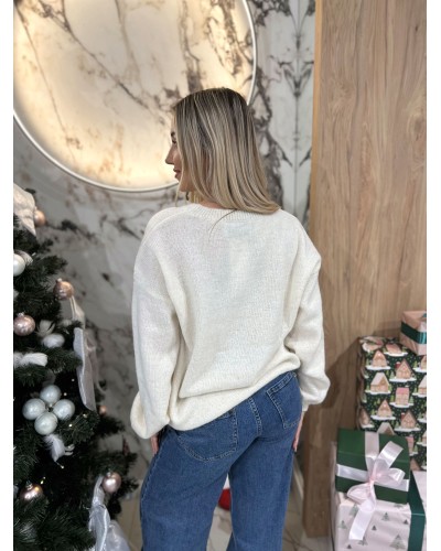 Sweter pierniczek By o la la...! śmietankowy