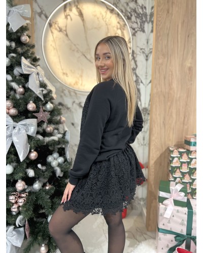 Sukienka dresowa z koronką By o la la...! czarna