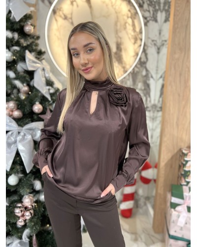 Bluzka koszulowa z różą By o la la...! chocomus