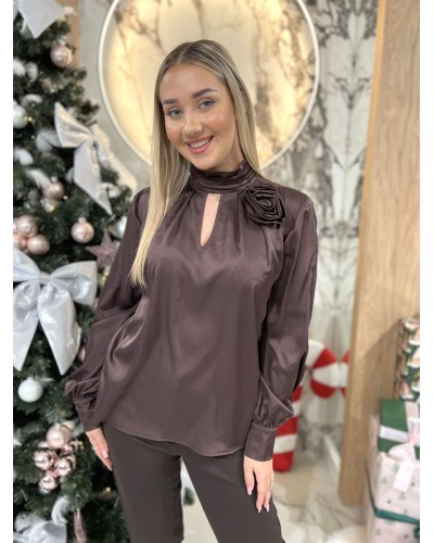 Bluzka koszulowa z różą By o la la...! chocomus