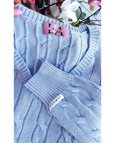 Sweter warkocz z kaszmirem La Milla błękitny