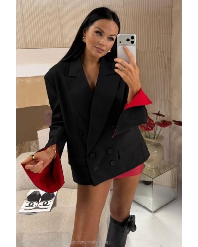 Marynarka z czerwonym mankietem La Milla czarna