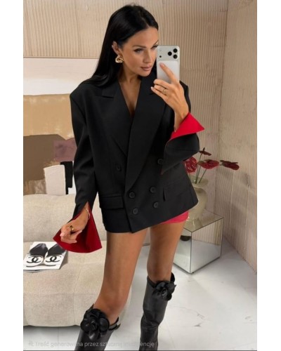 Marynarka z czerwonym mankietem La Milla czarna