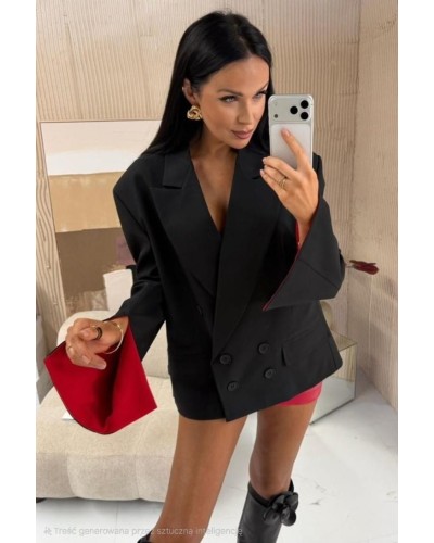 Marynarka z czerwonym mankietem La Milla czarna