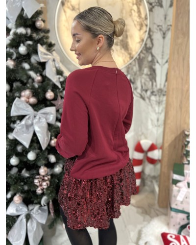 Sukienka dresowa z cekinami By o la la...! merlot