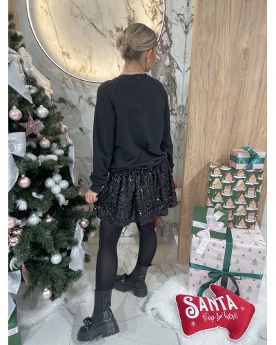 Sukienka dresowa z cekinami By o la la...! czarna