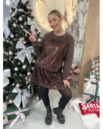 Sukienka dresowa z cekinami By o la la...! chocomus