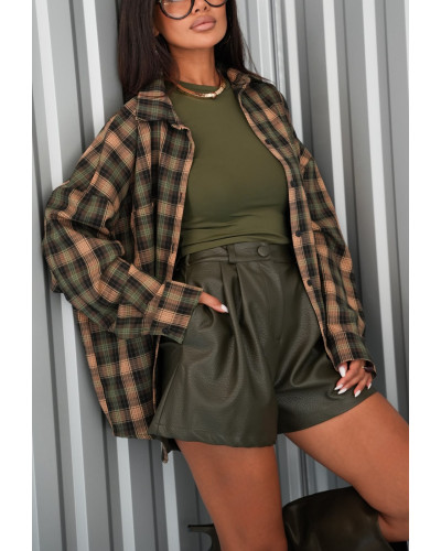 Koszula oversize w kratę County khaki
