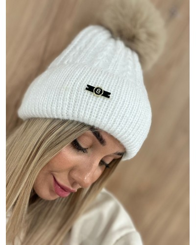 Czapka z pomponem By o la la...! biała
