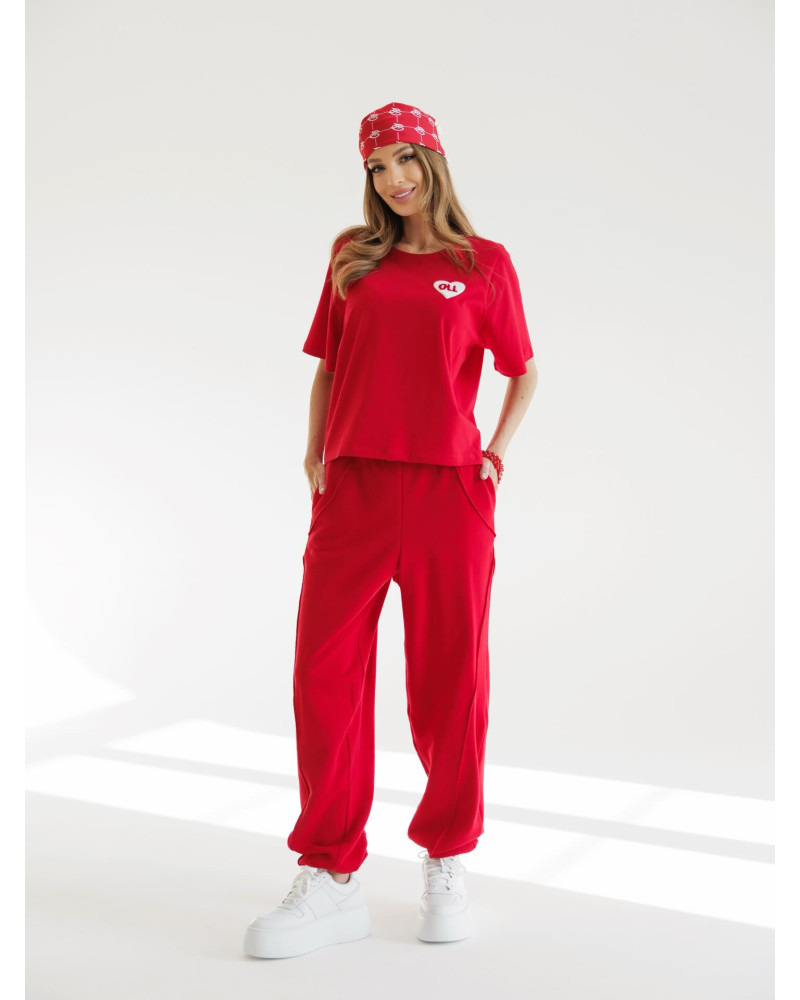 Spodnie dresowe z przeszyciem By o la la...! red kiss