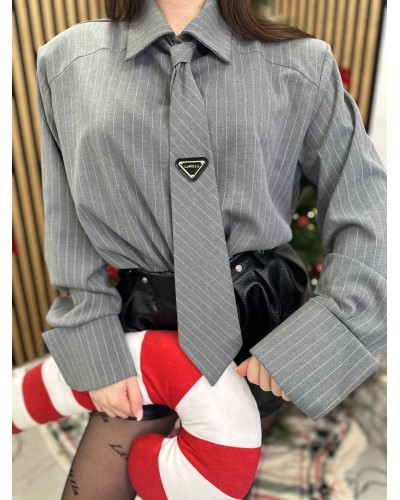 Koszula z krawatem La Milla szara w paski