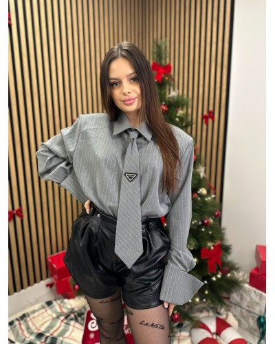 Koszula z krawatem La Milla szara w paski