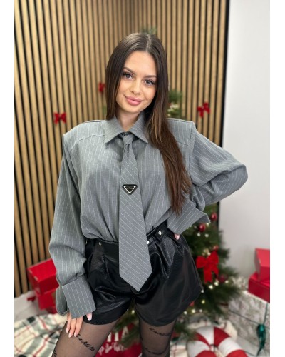 Koszula z krawatem La Milla szara w paski