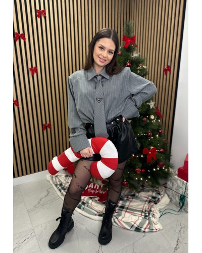 Koszula z krawatem La Milla szara w paski