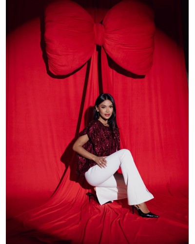 Cekinowa bluzka By o la la...! merlot