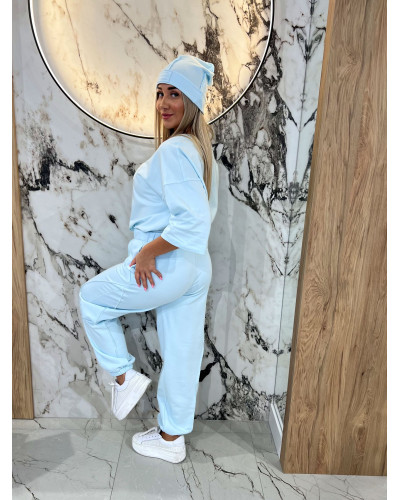 Spodnie dresowe z przeszyciem By o la la...! blue mint