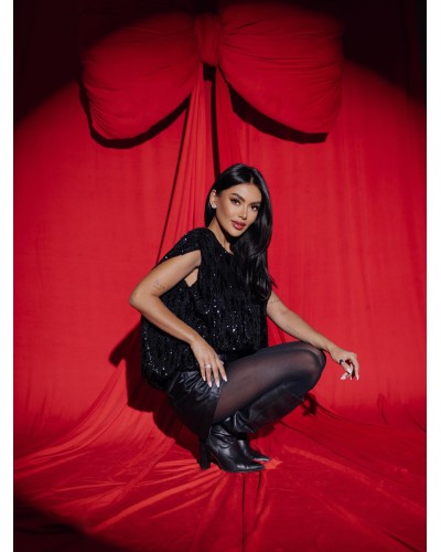 Cekinowa bluzka By o la la...! czarna