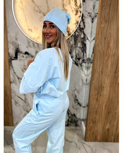 Spodnie dresowe z przeszyciem By o la la...! blue mint
