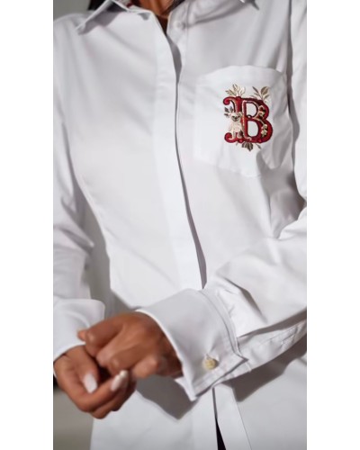 Koszula z haftem By o la la...! biała z merlotem