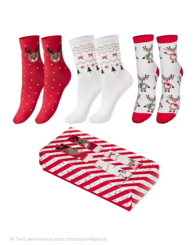 Zestaw świątecznych skarpetek z reniferem