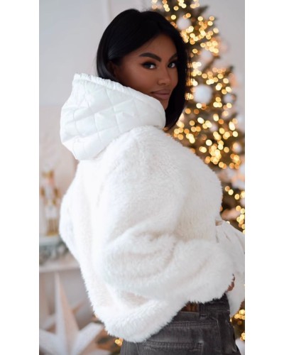 Bluza teddy z kieszonką By o la la...! śmietankowa