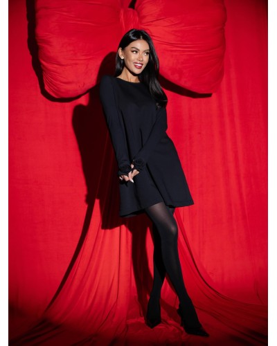 Sukienka z różyczkami na rękawach By o la la...! czarna