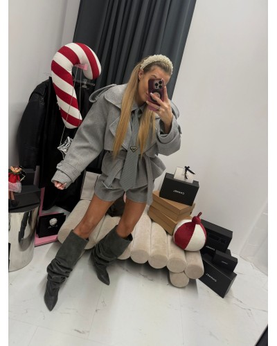 Koszula z krawatem La Milla szara w paski