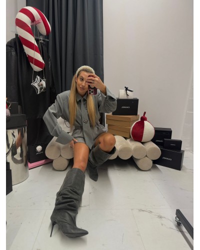 Koszula z krawatem La Milla szara w paski