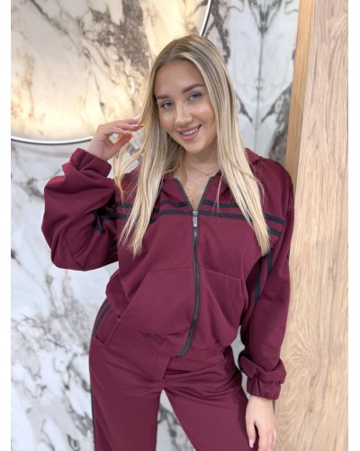 Komplet dresowy z paskami By o la la...! merlot