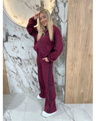 Komplet dresowy z paskami By o la la...! merlot