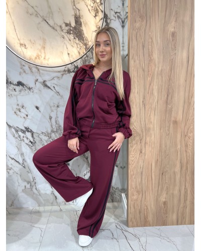 Komplet dresowy z paskami By o la la...! merlot