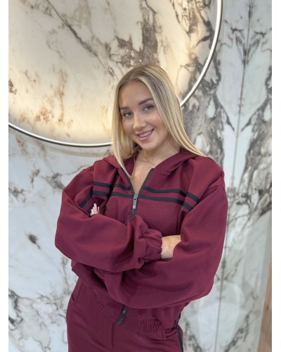 Komplet dresowy z paskami By o la la...! merlot