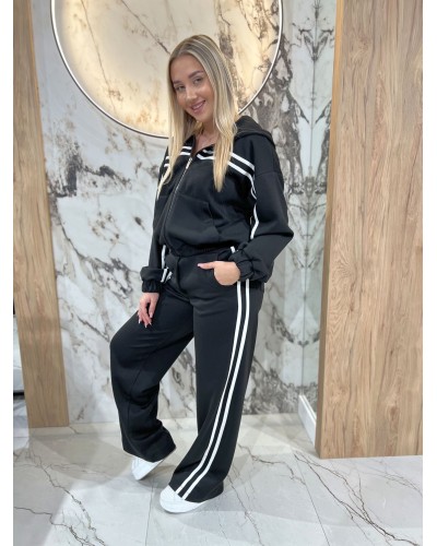 Komplet dresowy z paskami By o la la...! czarny