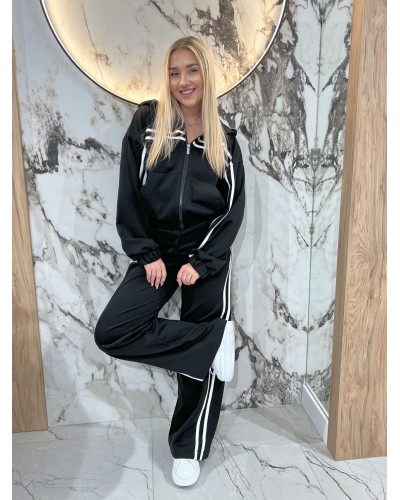 Komplet dresowy z paskami By o la la...! czarny