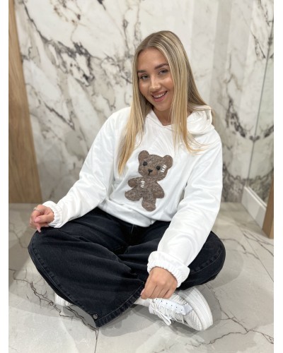 Bluza z kapturem z misiem By o la la...! śmietankowa