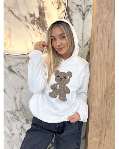 Bluza z kapturem z misiem By o la la...! śmietankowa