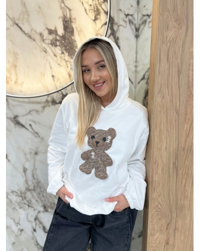 Bluza z kapturem z misiem By o la la...! śmietankowa