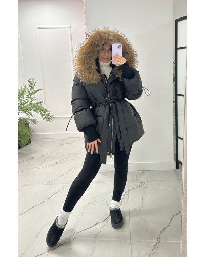 Kurtka taliowana z kapturem czarna