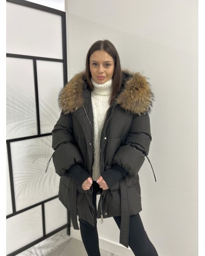 Kurtka taliowana z kapturem czarna