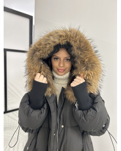 Kurtka taliowana z kapturem czarna