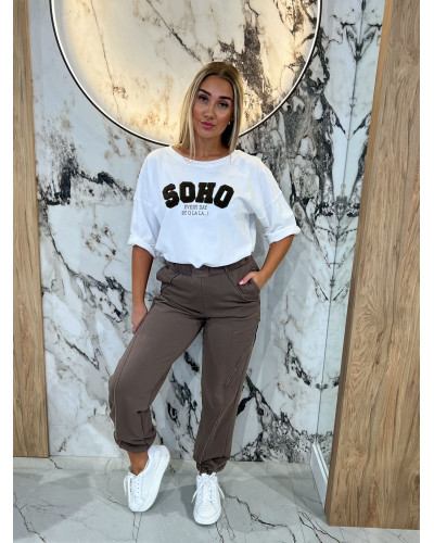 Spodnie dresowe z przeszyciem By o la la...! kakao