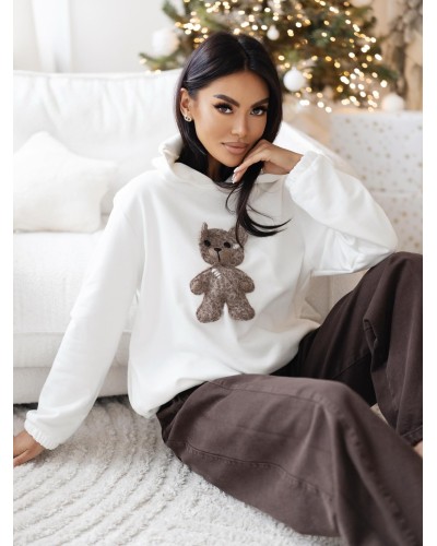 Bluza z kapturem z misiem By o la la...! śmietankowa