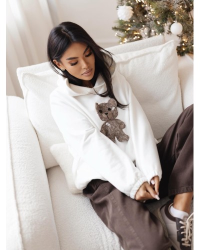 Bluza z kapturem z misiem By o la la...! śmietankowa