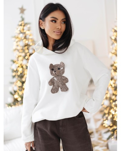 Bluza z kapturem z misiem By o la la...! śmietankowa