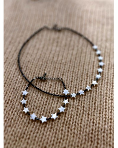 Komplet gwiazdki By o la la...! biały ze srebrnym