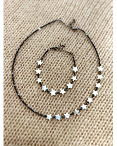 Komplet gwiazdki By o la la...! biały ze srebrnym