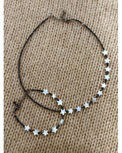 Komplet gwiazdki By o la la...! biały ze srebrnym