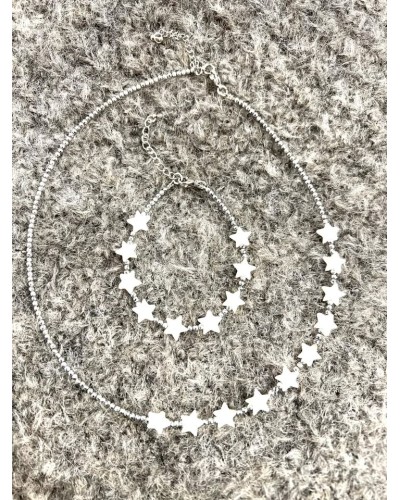 Komplet gwiazdki By o la la...! biały ze srebrnym