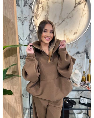 Bluza z rozpinaną stójką By o la la...! korzenna